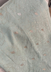 Premium Mul Chanderi Saree in Mukaish work (With Blouse) - Sea green Gharana