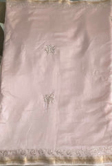 Premium Chanderi Silk Saree in Mukaish work (With Blouse) - Light pink