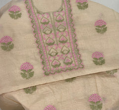 Premium Mul Chanderi 2 piece Chikankari Unstitched 2 piece Kurta and Dupatta set – Dark beige Gharana