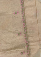 Premium Mul Chanderi 2 piece Chikankari Unstitched 2 piece Kurta and Dupatta set – Dark beige Gharana