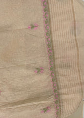 Premium Mul Chanderi 2 piece Chikankari Unstitched 2 piece Kurta and Dupatta set – light beige Gharana