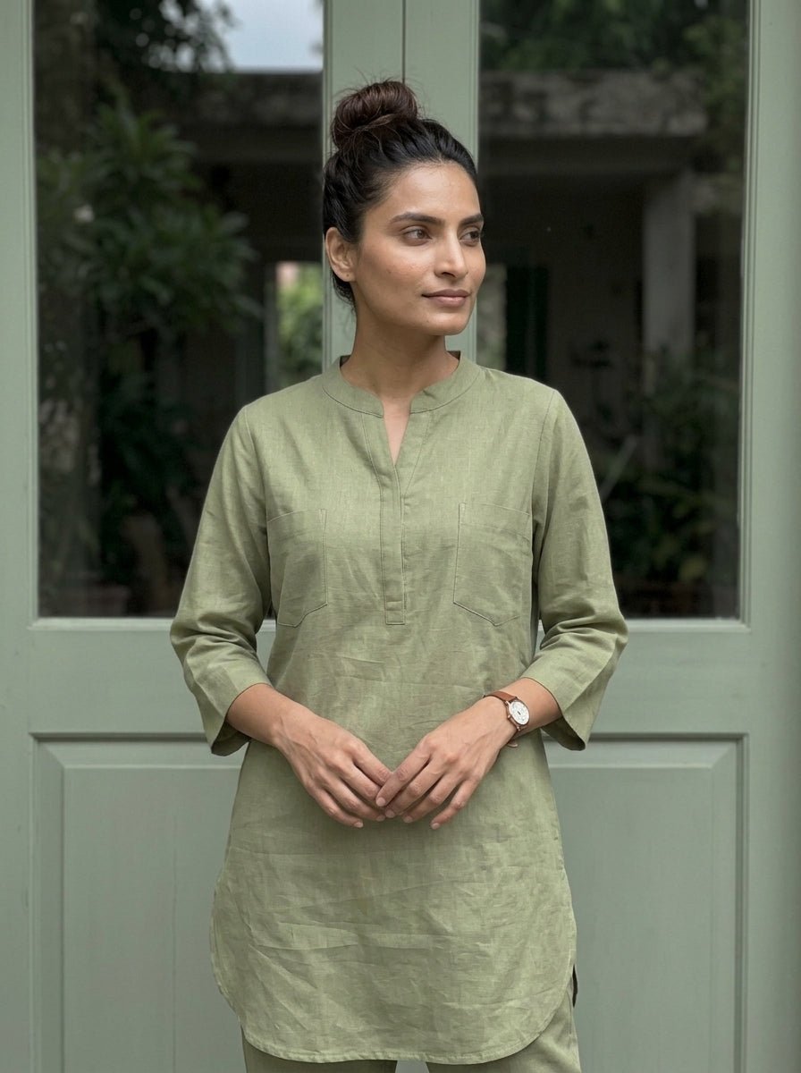 Buy Handcrafted Sage Green Cotton Coord Set