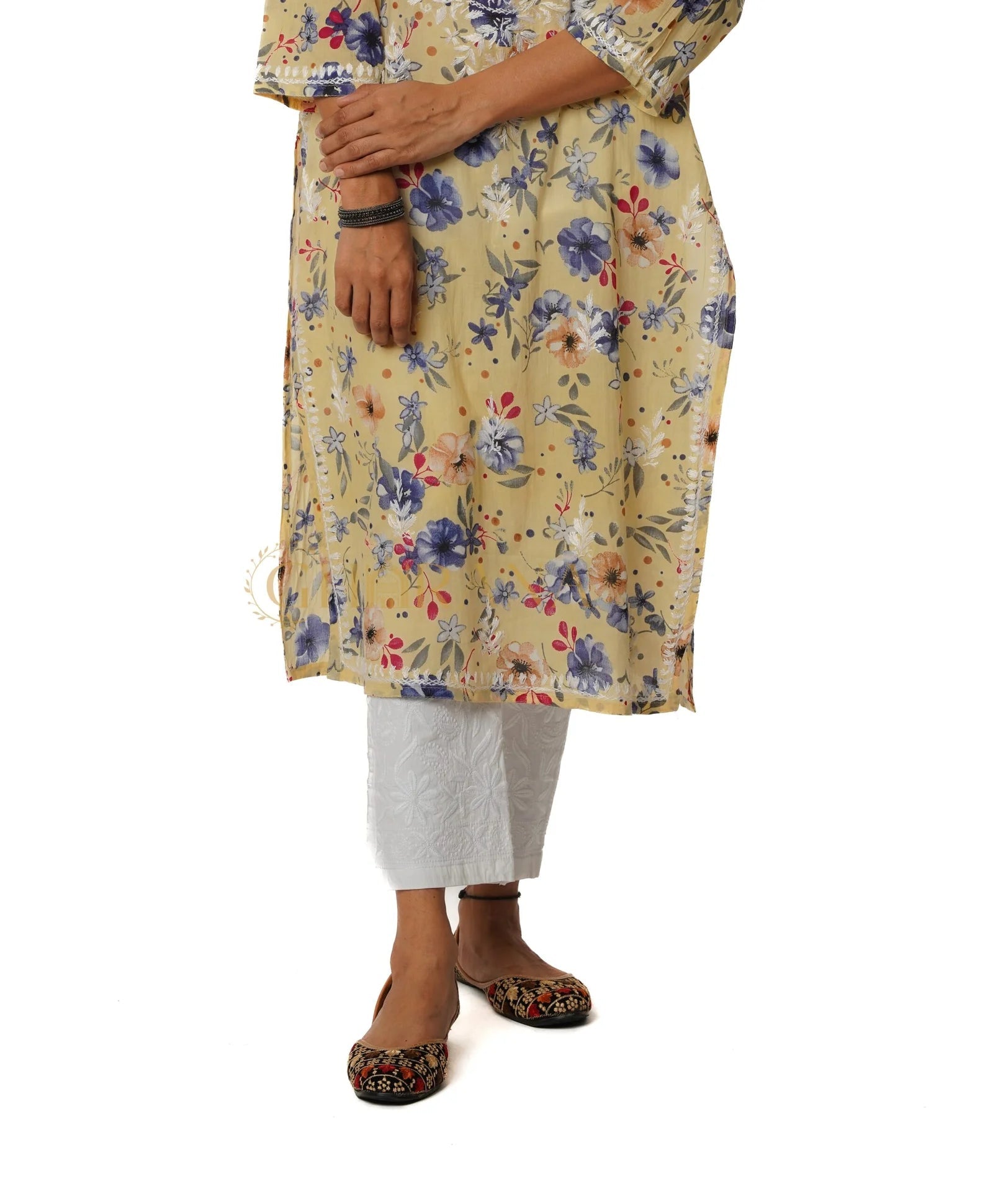 Chikankari Cotton Stretchable Pant Gharana