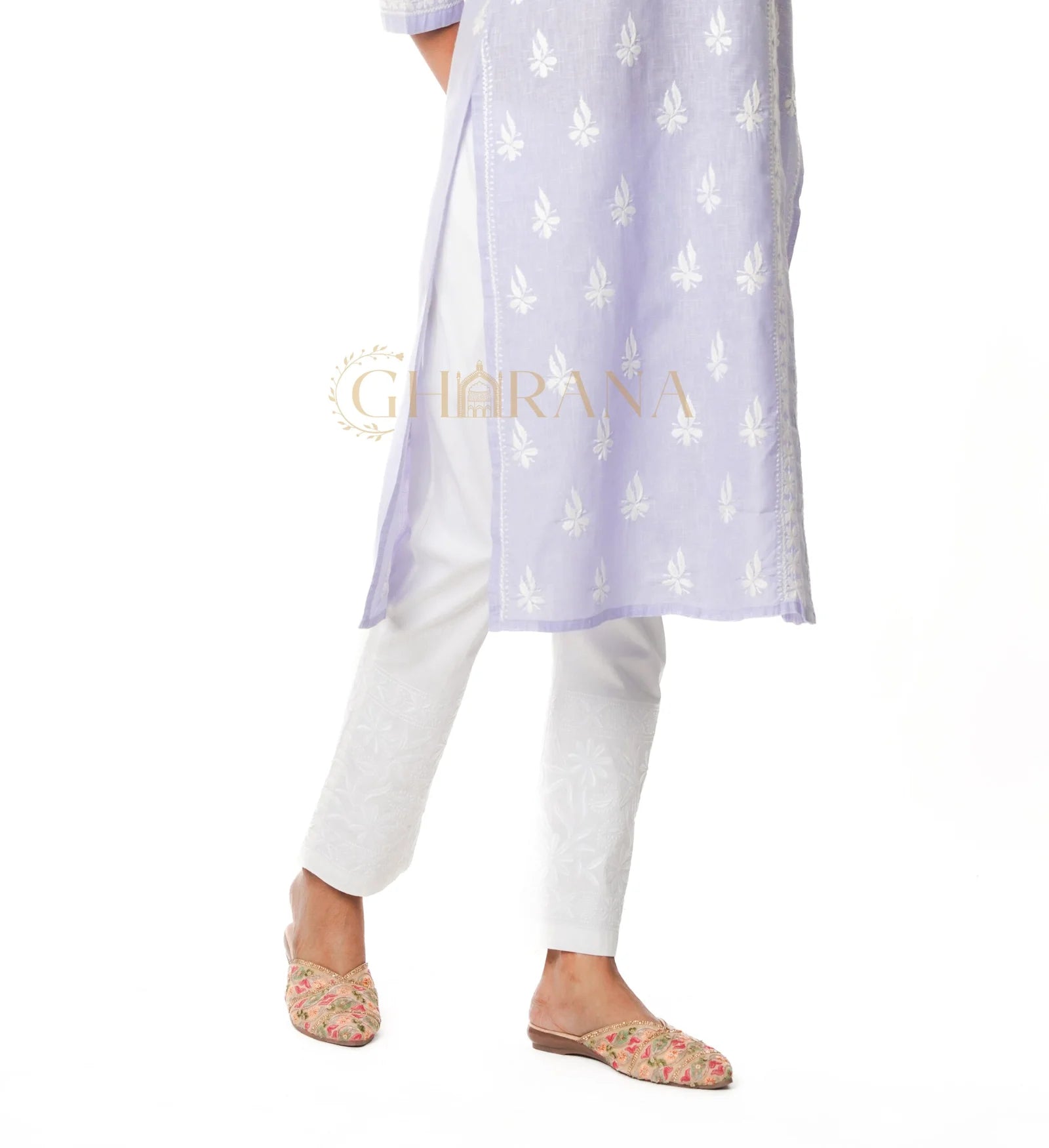 Chikankari Cotton Stretchable Pant Gharana