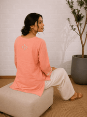 Sahiba Chikankari Peach Cotton Top