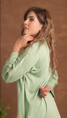 Jashn Premium Twilight Silk Chikankari Coord Set - Sage Green Gharana