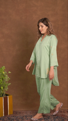 Jashn Premium Twilight Silk Chikankari Coord Set - Sage Green Gharana