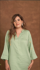 Jashn Premium Twilight Silk Chikankari Coord Set - Sage Green Gharana