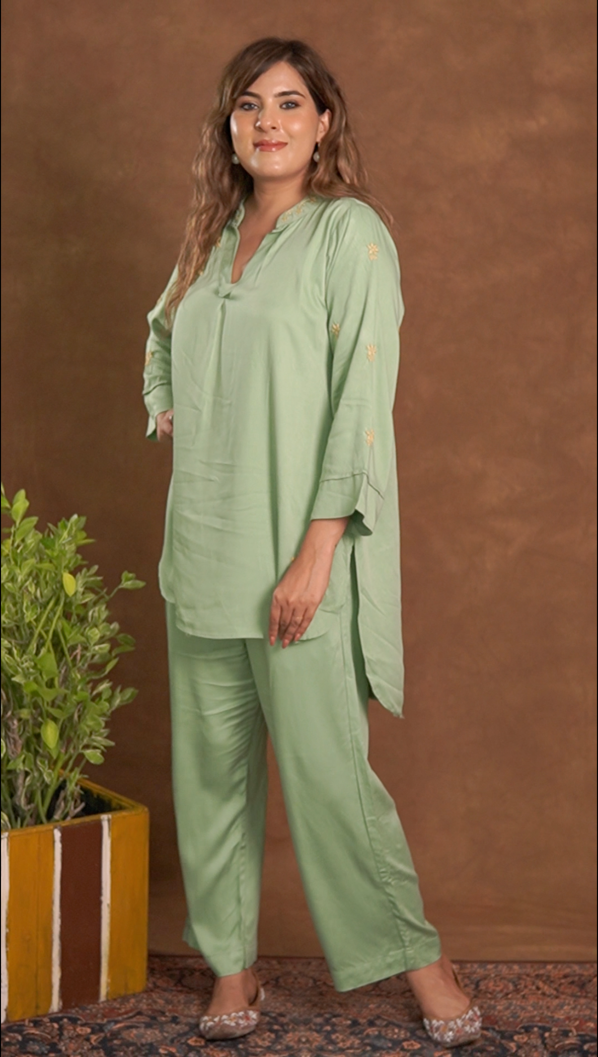 Jashn Premium Twilight Silk Chikankari Coord Set - Sage Green Gharana