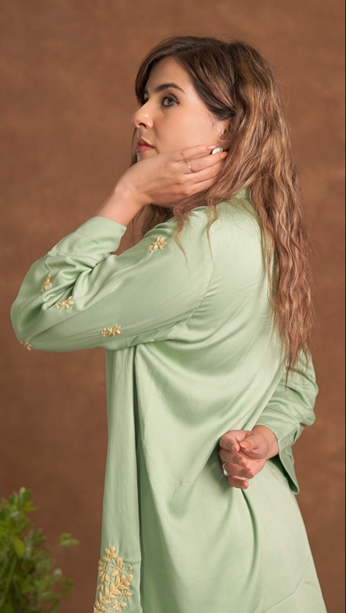 Jashn Premium Twilight Silk Chikankari Coord Set - Sage Green Gharana