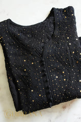 Kiara Georgette 4PC Chikankari Anarkali Kurta Set with Mukaish Work Gharana