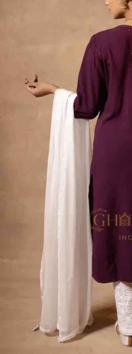 Chiffon Dupatta – White Gharana