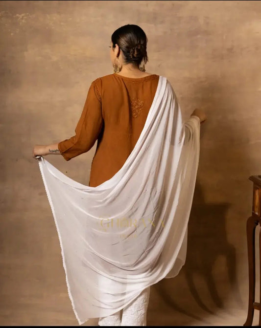 Chiffon Dupatta – White Gharana