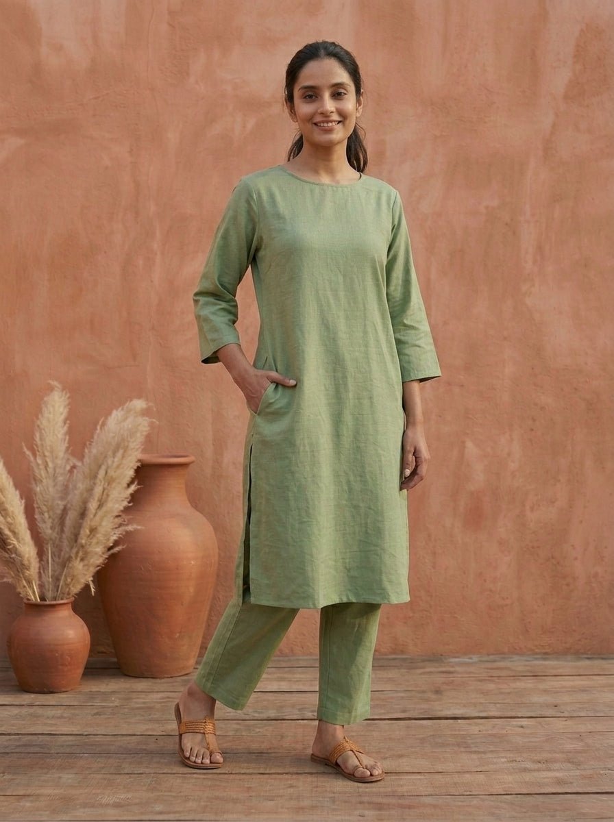 Olive Mist Cotton Coord Set for Women