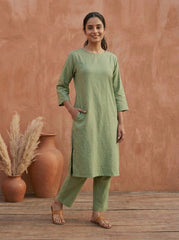 Olive Mist Cotton Coord Set for Women