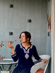 Heer Rayon 2 PC Navy Blue chikankari kurta set Gharana