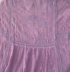 Premium Mul chanderi Chikankari Semi Stitched 2 piece Tunic and Dupatta set - Lavender Gharana