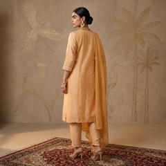 Jashn Chikankari Mustard Nyra Cut 3PC Kurta Set with Dupatta
