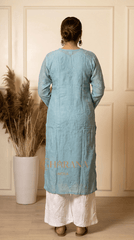 Ishq Georgette Kurta in Resham Jaal work with matching slip - Grey Gharana