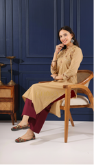 Heer Mul Cotton Beige chikankari Kurta Set Gharana
