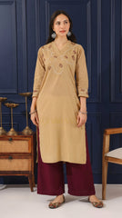 Heer Mul Cotton Beige chikankari Kurta Set Gharana