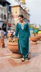 Heer Rayon 2 PC Teal chikankari kurta set Gharana