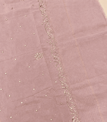 Premium Mulchanderi 3 PC Unstitched Tunic, Dupatta & Bottom in Kamdani work- Baby pink