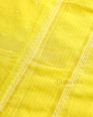 Premium Mulchanderi 3 PC Unstitched Kurta and Dupatta and Bottom Set in Pearl Katdana and Mukaish work-Yellow Gharana