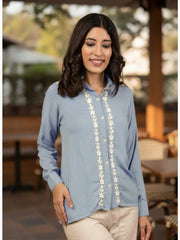 Sahiba Luxury Rayon Grey Chikankari Shirt Top Gharana