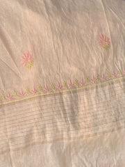 Premium Mulchanderi Chikankari Semi Stitched 2 piece Tunic and Dupatta set – Light Peach Gharana