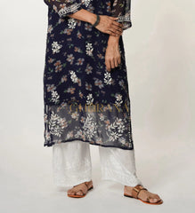 Chikankari Palazzo - white Gharana