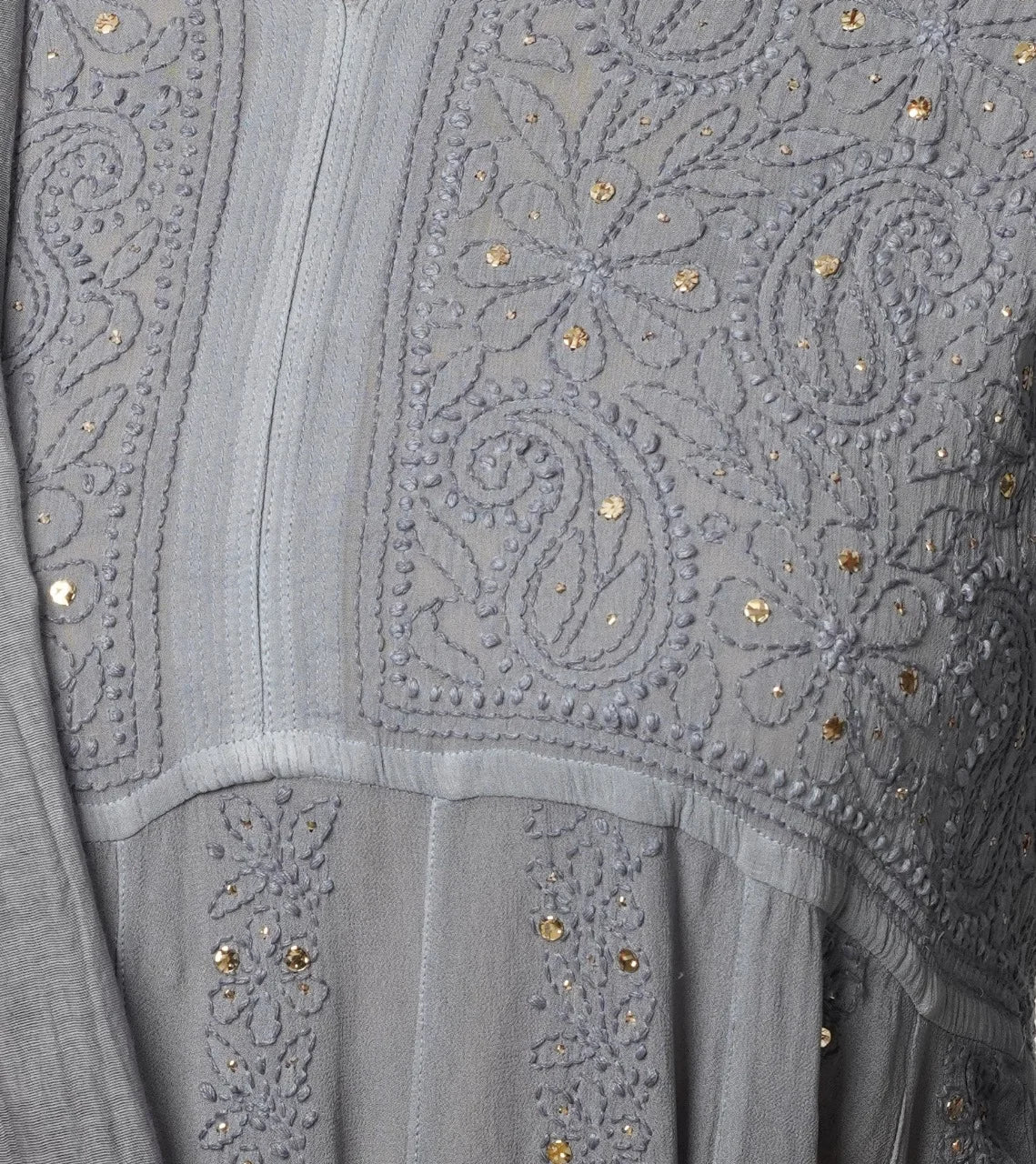 Georgette Chikankari Kurta with Afgani Pant and Dupatta – Grey Gharana