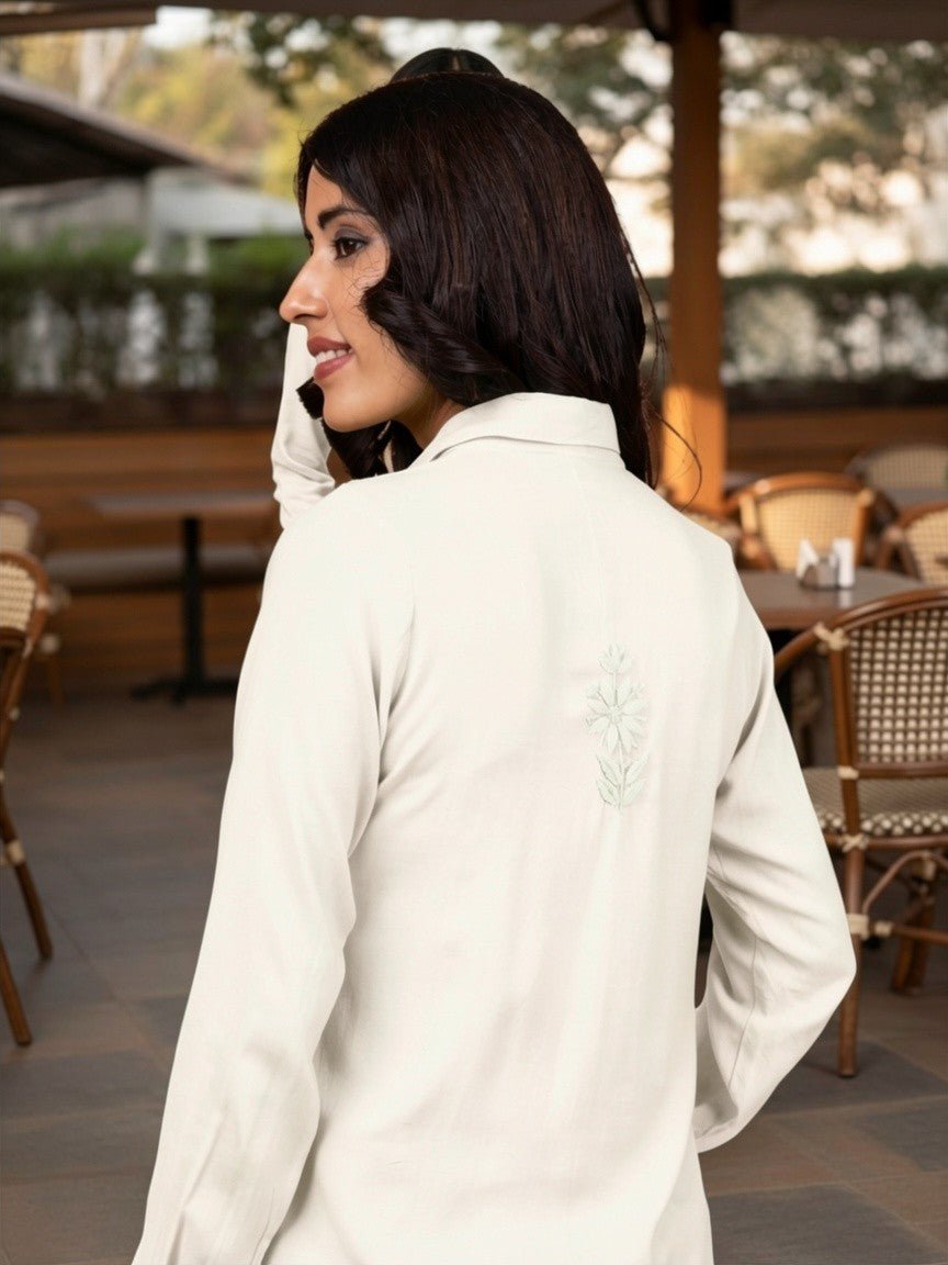 Sahiba Luxury Rayon White Chikankari Shirt Top Gharana