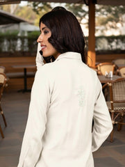Sahiba Luxury Rayon White Chikankari Shirt Top Gharana