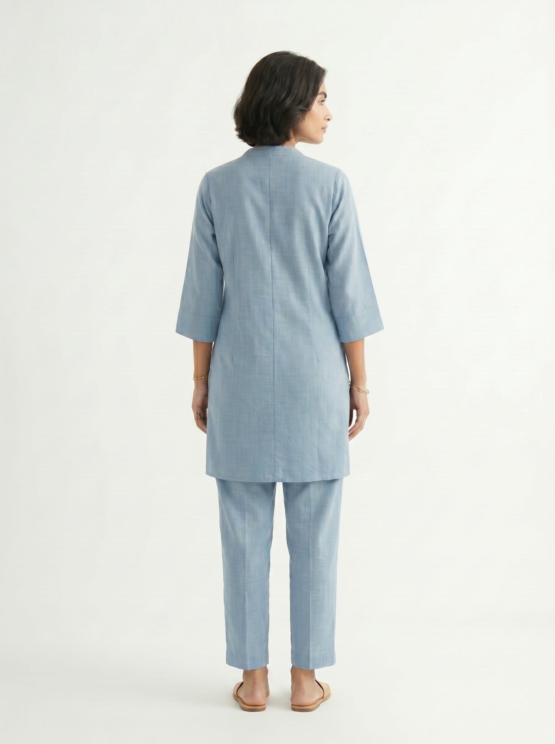 Back side of Slate Blue Cotton Coord Set for Women