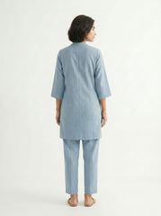 Back side of Slate Blue Cotton Coord Set for Women