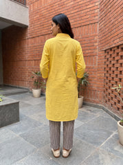 Aira Buttercup Cotton Poplin Co-ord Set with Striped Trousers