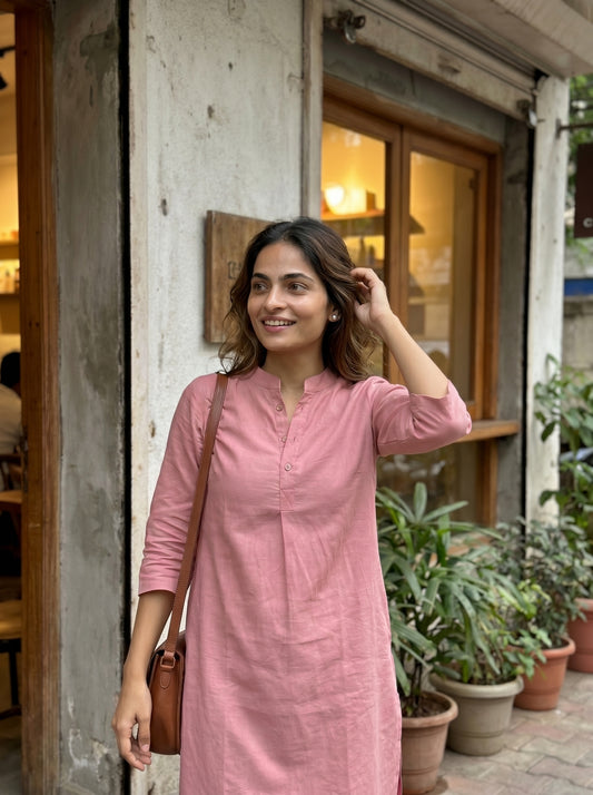 Aira Kurta Co-ord Set in Salmon Pink