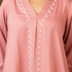Jashn Premium Twilight Silk Chikankari Coord Set - Onion Pink