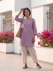 Aira Purple Coord Set with White Salwar