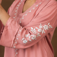 Jashn Premium Twilight Silk Chikankari Coord Set - Onion Pink
