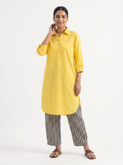 Aira Buttercup Cotton Poplin Co-ord Set with Striped Trousers