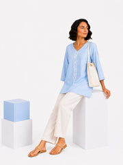 Sahiba Luxury Rayon Powber Blue Chikankari Top