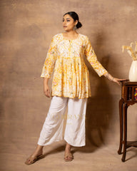 MulMul cotton printed fine embroidery chikankari Top Gharana