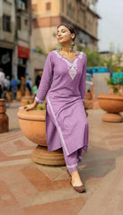 Heer Rayon 2 PC Lavender chikankari kurta set Gharana