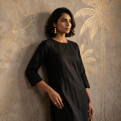 Aira Midnight Black Cotton Kurta Set
