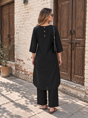 Aira Midnight Black Cotton Kurta Set
