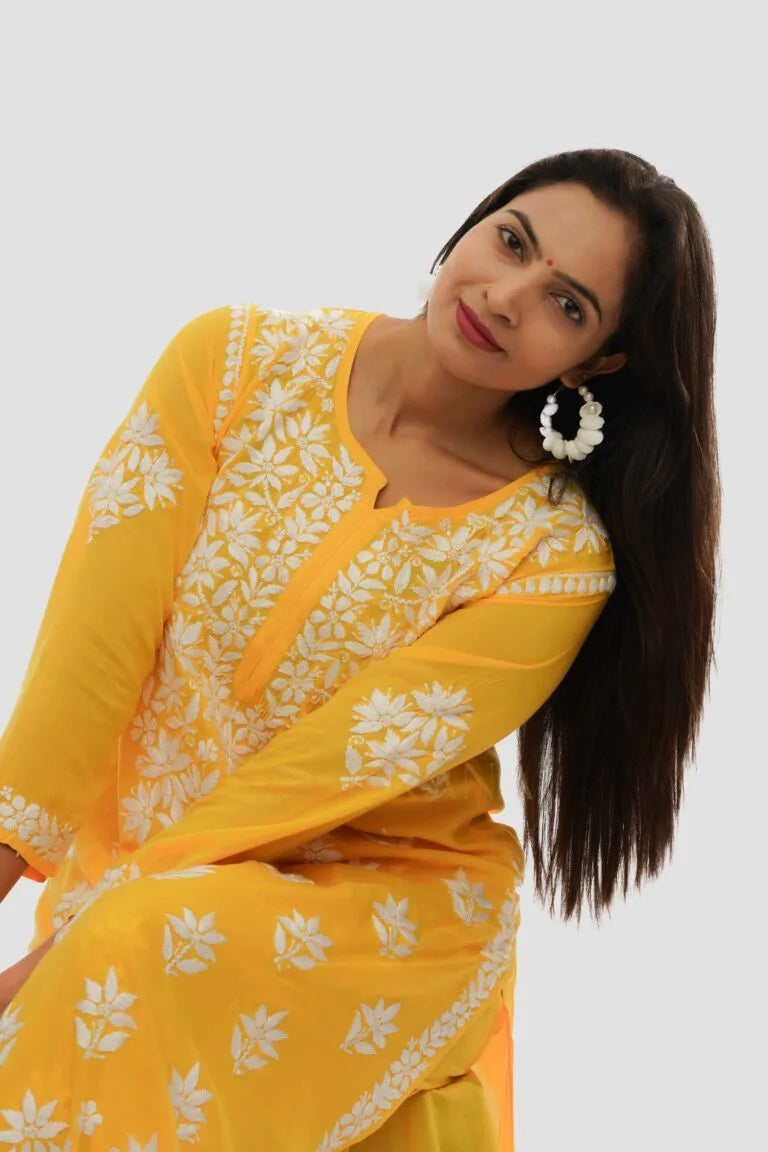 Premium Modal Chikankari with Heavy Embroidery 2 PC set with Palazzo Gharana