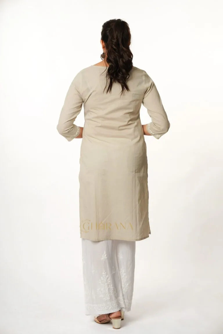 Kimaya Chikankari Mulmul Straight Kurta Gharana