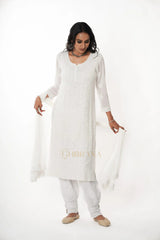 Kiara Georgette Chikankari Kurta in resham jaal and pastel Katdana Gharana